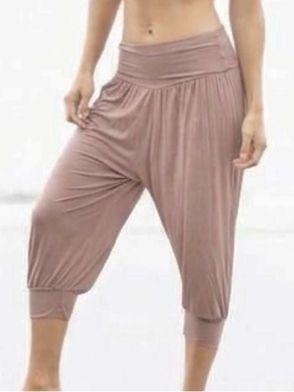 NABRUK Brisa Harem Pants Dusty Rose Pink Fold Over Waist Boho Yoga Medium Large